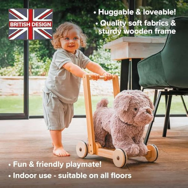 Little Bird Told Me - Bailey Dog Baby Walker/Push Along/Ride On for Toddler 12+ Months Unisex - 2-in-1 Soft Toy on Wheels, Sturdy Wooden Frame, Soft Plush Fabric - British Brand Since 2007