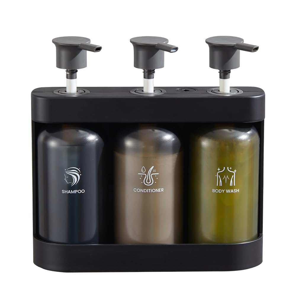 Szmst Shampoo and Conditioner Dispenser,3 Bottles No Drill Shampoo Dispenser for Shower Wall Mounted Shampoo Conditioner for Bathroom 3 * 380ML (305B