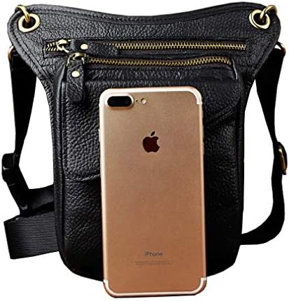 Xieben Leather Drop Leg Bag for Men Women Motorcycle Bike Riding Cycling Multi-Purpose Thigh Waist Fanny Pack Bum Pocket Hiking Sports Camping Travel Pouch Black