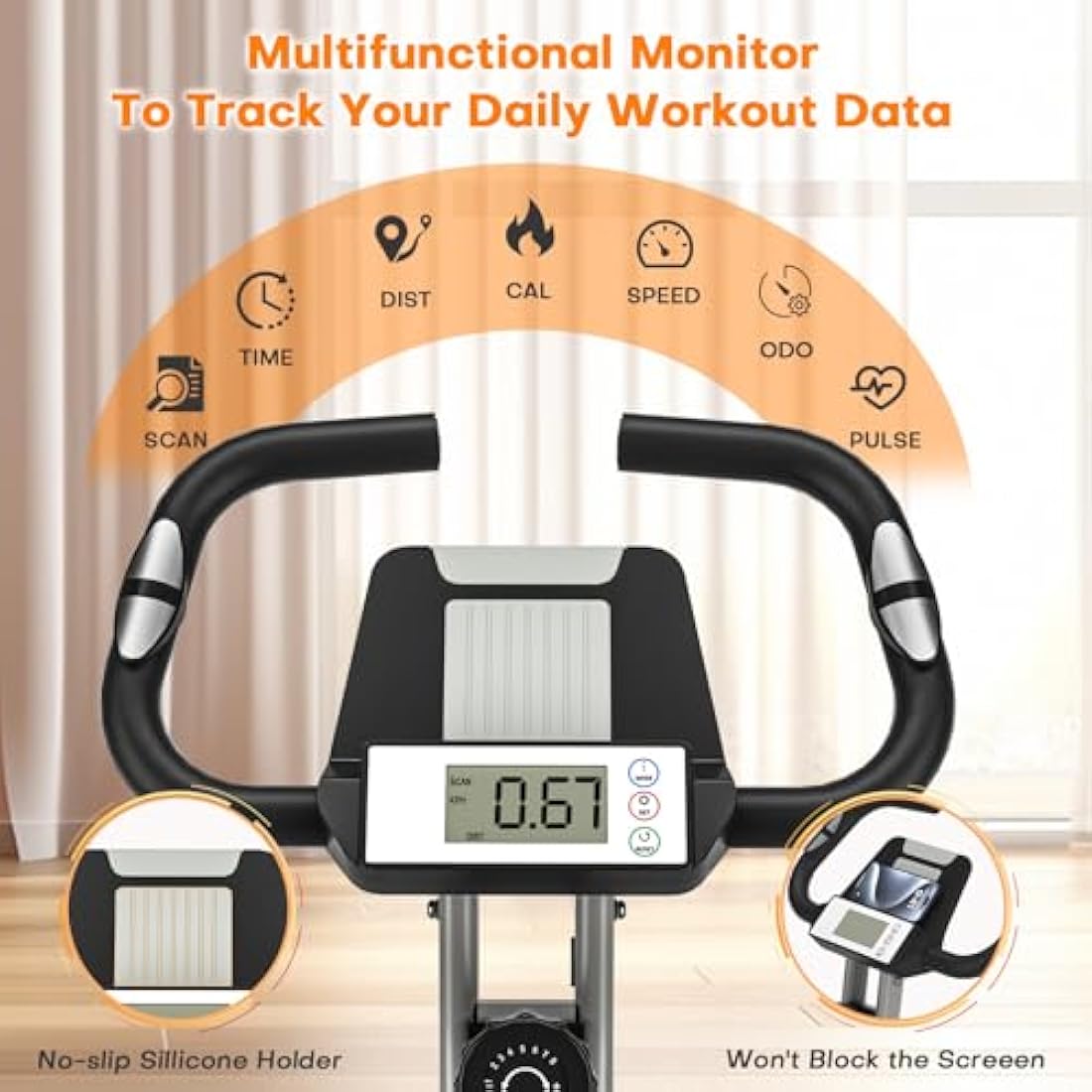 Wenoker Exercise Bike Folding with Magnetic Resistance, LCD Display, Device Holder - Foldable Stationary Fitness Bicycle for Indoor Cycling and Home Workout