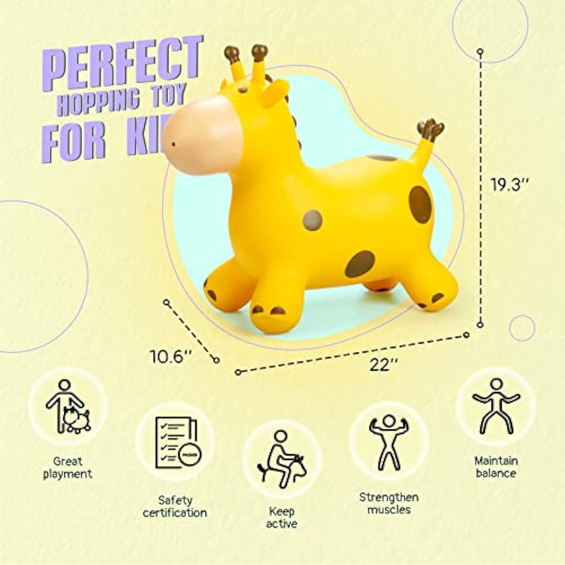 U&C Planet Animal Hopper for Kids, Giraffe Hopper, Bouncy Horse Hopper, Children Inflatable Animal Hopper Inflatable Hopper Bouncy Toddler Ride-on Giraffe Hopping Toys Gift for Boys Girls Age 1-6