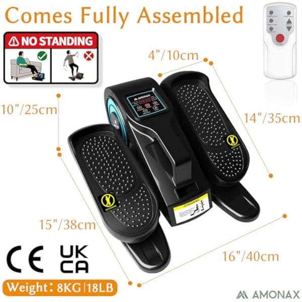 Amonax Electric Pedal Exerciser, Seated Elliptical Machine Cardio Under Desk Exercise Bike, Mini Cycle Trainer for Elderly, Sit down Foot Step Machine Leg Exercise Equipment for Home Use