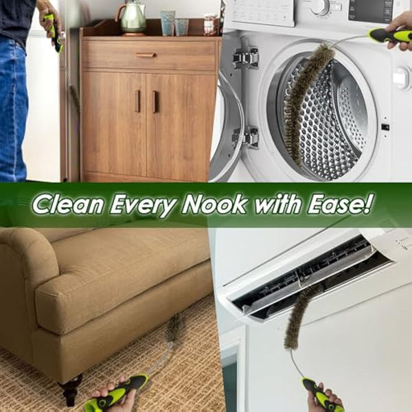 Radiator Cleaner Brush Thin Long 81cm Boar Bristles, Radiator Duster Brush Long Thin Bendable Flexible with Easy Grip Handle, Radiator Brushes for Cleaning Dust Inside Vanes and Backside