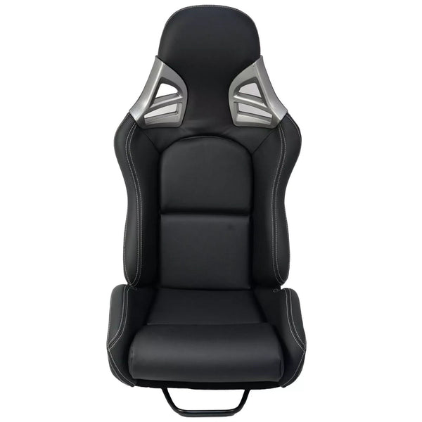 Aftermarket Universal Bucket Seat with Carbon Back - Porsche Style for Boxster Cayman 911 GT3 GT4 - Black Synthetic Leather
