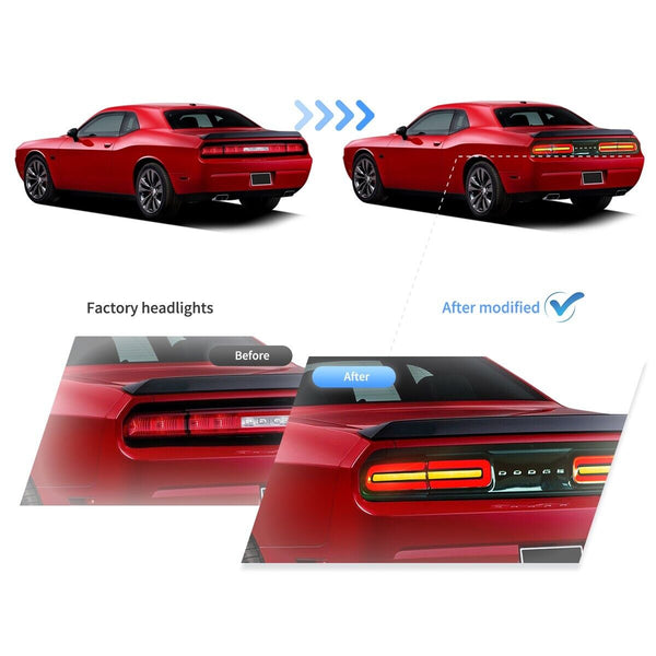 VLAND 08-14 Dodge Challenger 3 MK3 LC Dynamic Lightbar LED DRL Rear Lights