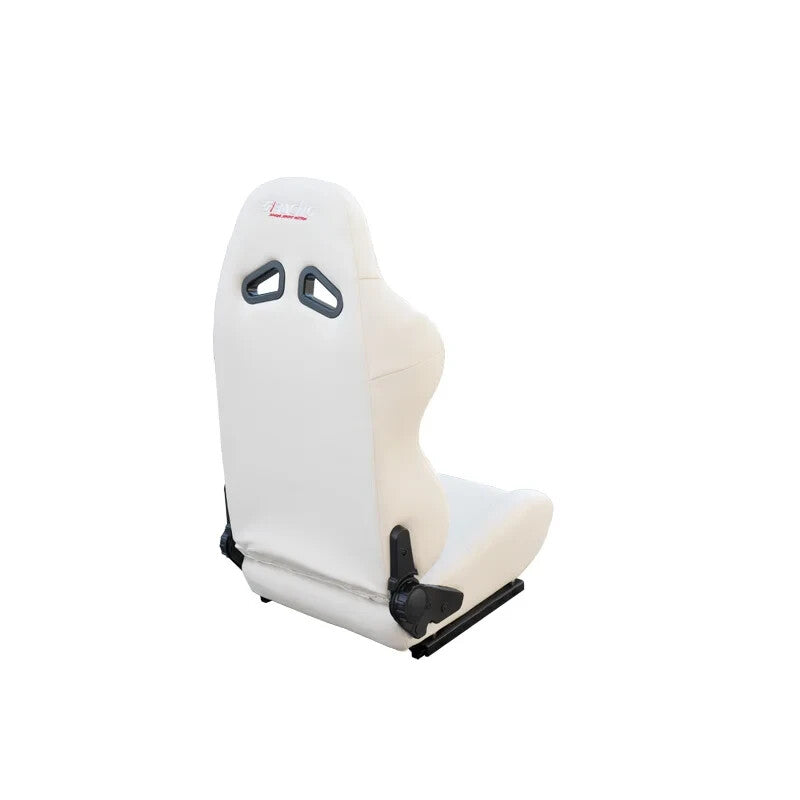 SR x1 Universal Sports Bucket Seat White Ecoleather Dual-Side Reclinable