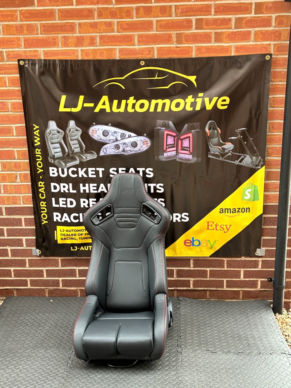 UK Stock Simoni Racing Emerson Universal Supercar Bucket Seat x1 Black Carbon Red Stitch