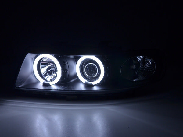 FK Pair LED DRL Lightbar Halo Ring Headlights CCFL Seat Leon 1M 99-06 black LHD