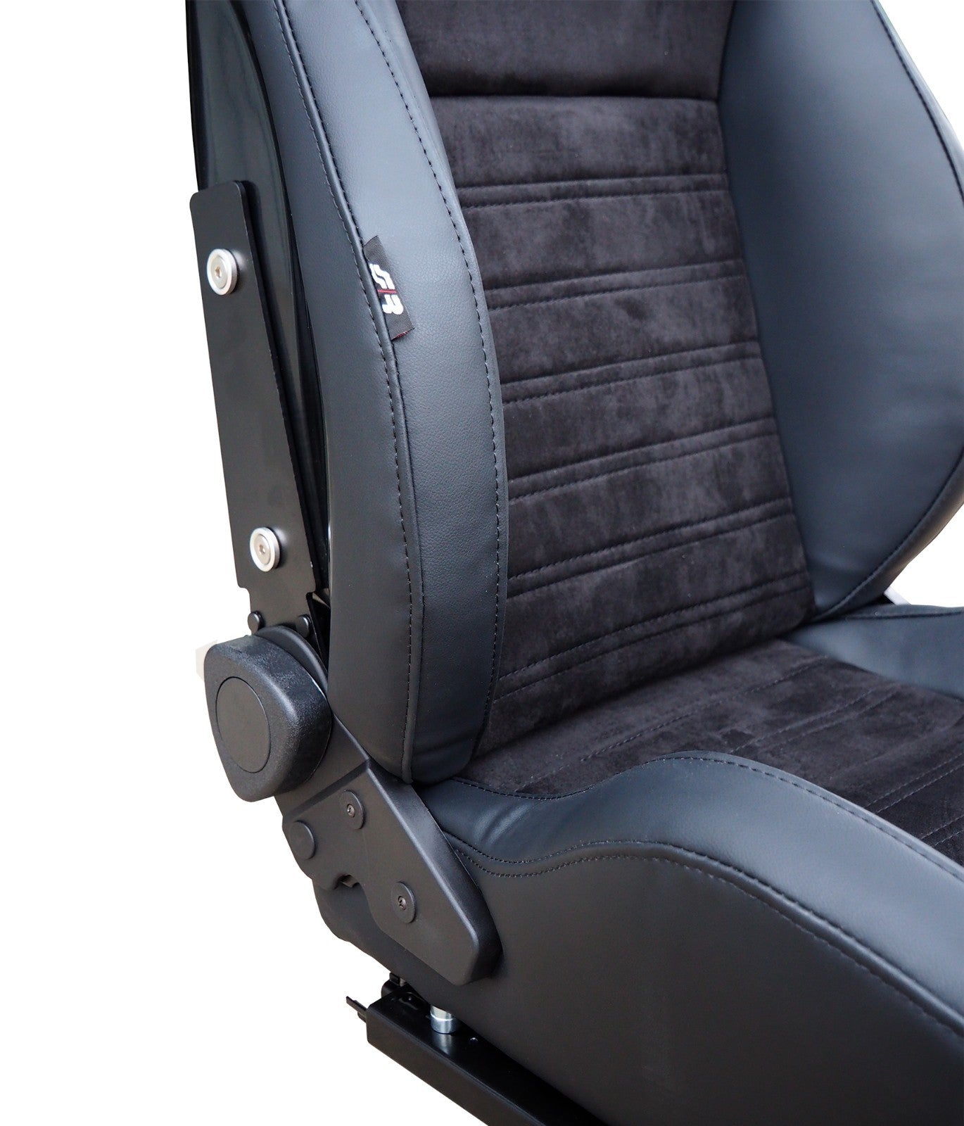 Simoni Universal Pair x2 Luxe Alcantara Leather Black Car Bucket Seats + slides