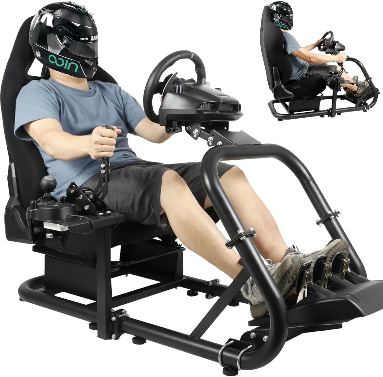 HIGH-END Driving Game Sim Racing Frame & Seat Wheel Pedals Xbox PS PC Console F1