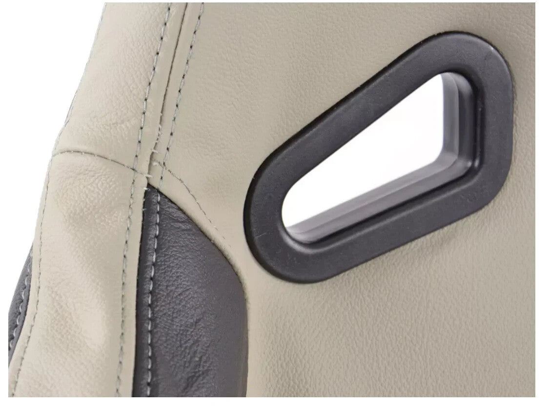 FK x2 Universal Real Leather Reclining Bucket Sports Seats Grey & Black Edition
