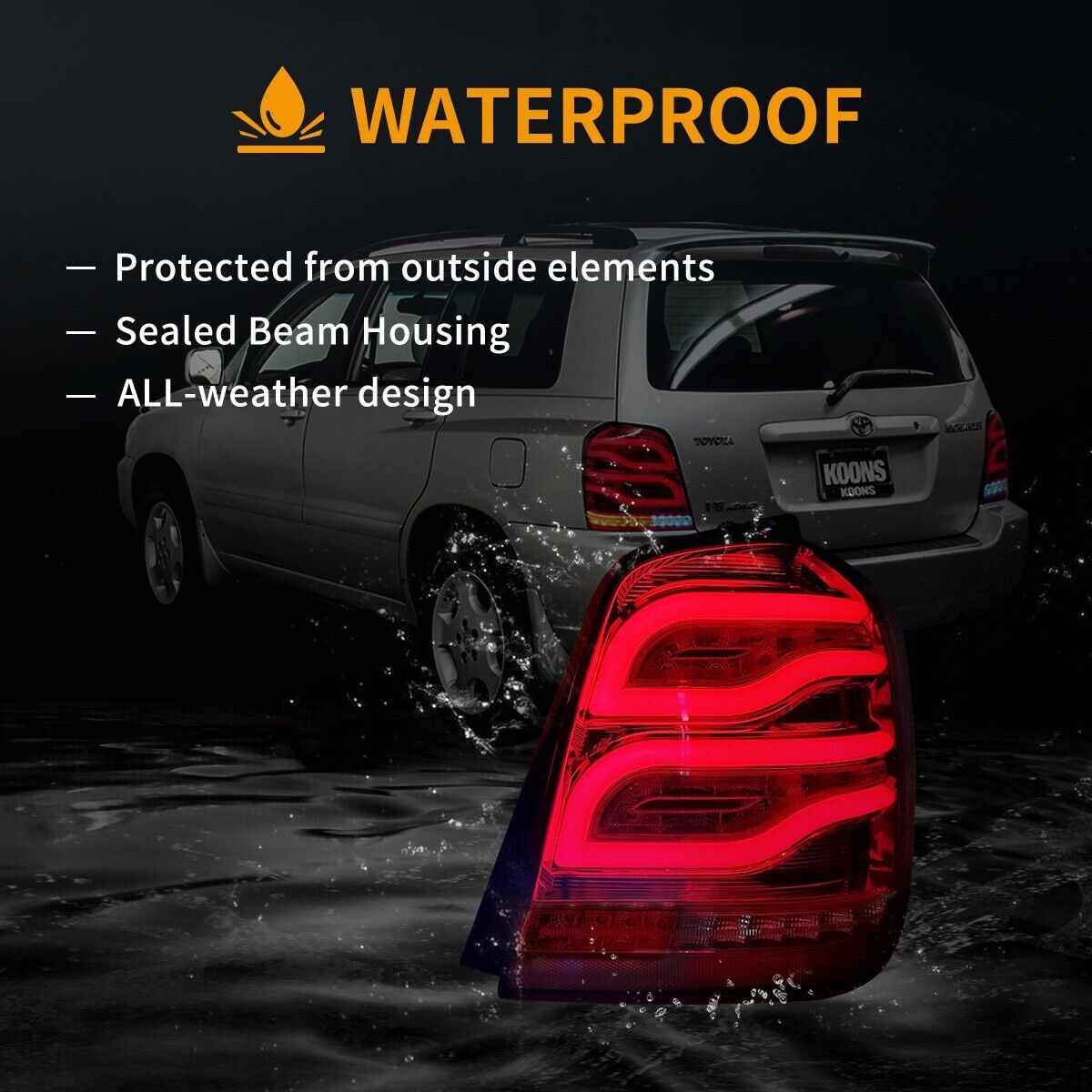 VLAND 01-07 Toyota Highlander 1 MK1 XU20 LED Lightbar Tail Lights Rear Lights