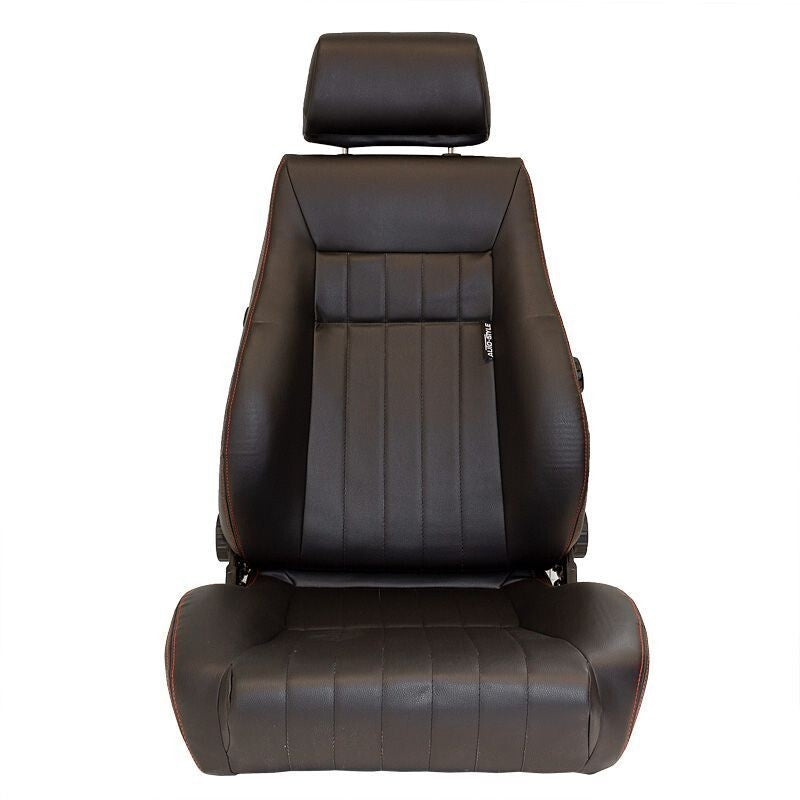 x2 Autostyle Black Classic Car Retro Kit Sports Car Bucket Seats Red Stitch