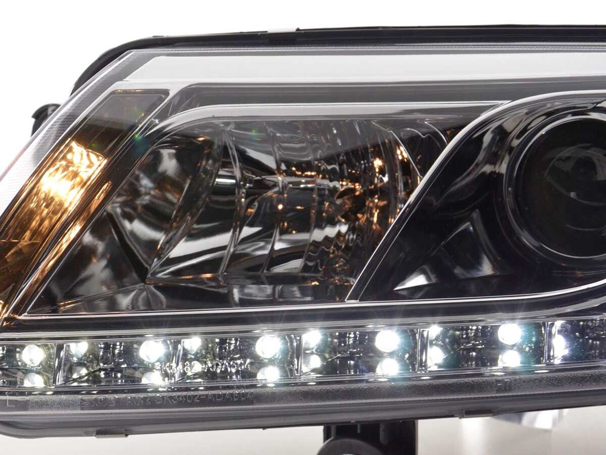 FK LED Headlights LED DRL Lightbar Audi A6 C6 4F 04-08 chrome S6 S-Line LHD