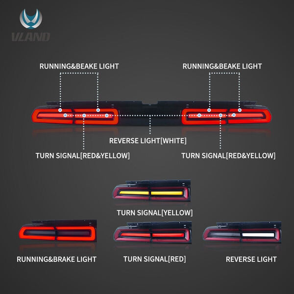 VLAND 08-14 Dodge Challenger 3 MK3 LC Dynamic Lightbar LED DRL Rear Lights