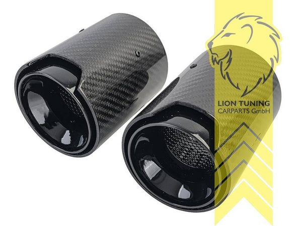 LT 2x Universal Stainless Carbon Exhaust Tailpipe Trim 90mm Silencer Finish Tips