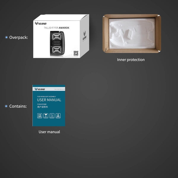 VLAND 10-22 VW Amarok DYNAMIC Welcome Animation Sequential Lightbar LED DRL Rear Lights Tail Lamps LHD