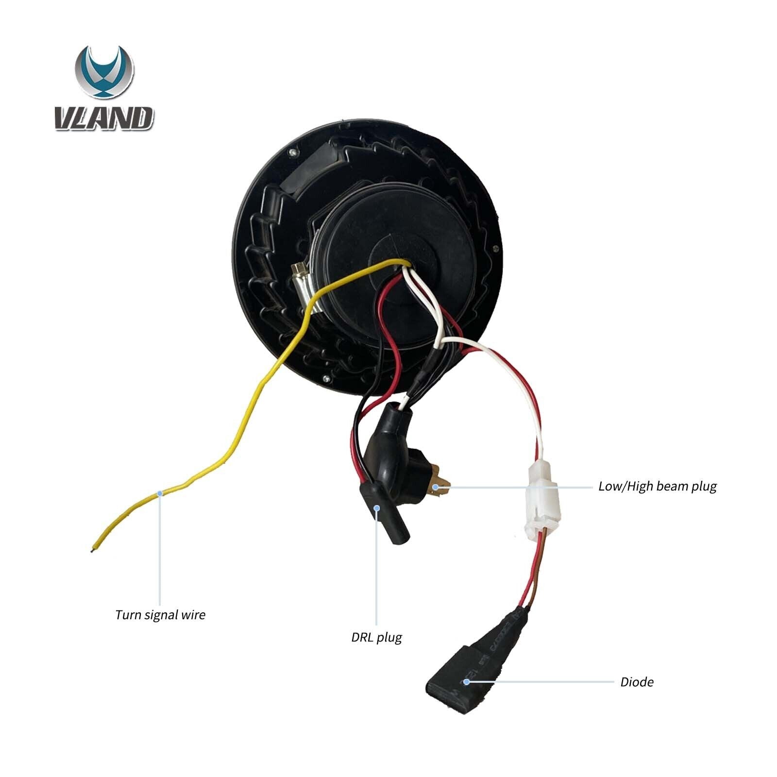 VLAND 07-17 Jeep Wrangler JK Dual Beam Lightbar LED DRL Halo Ring Headlights