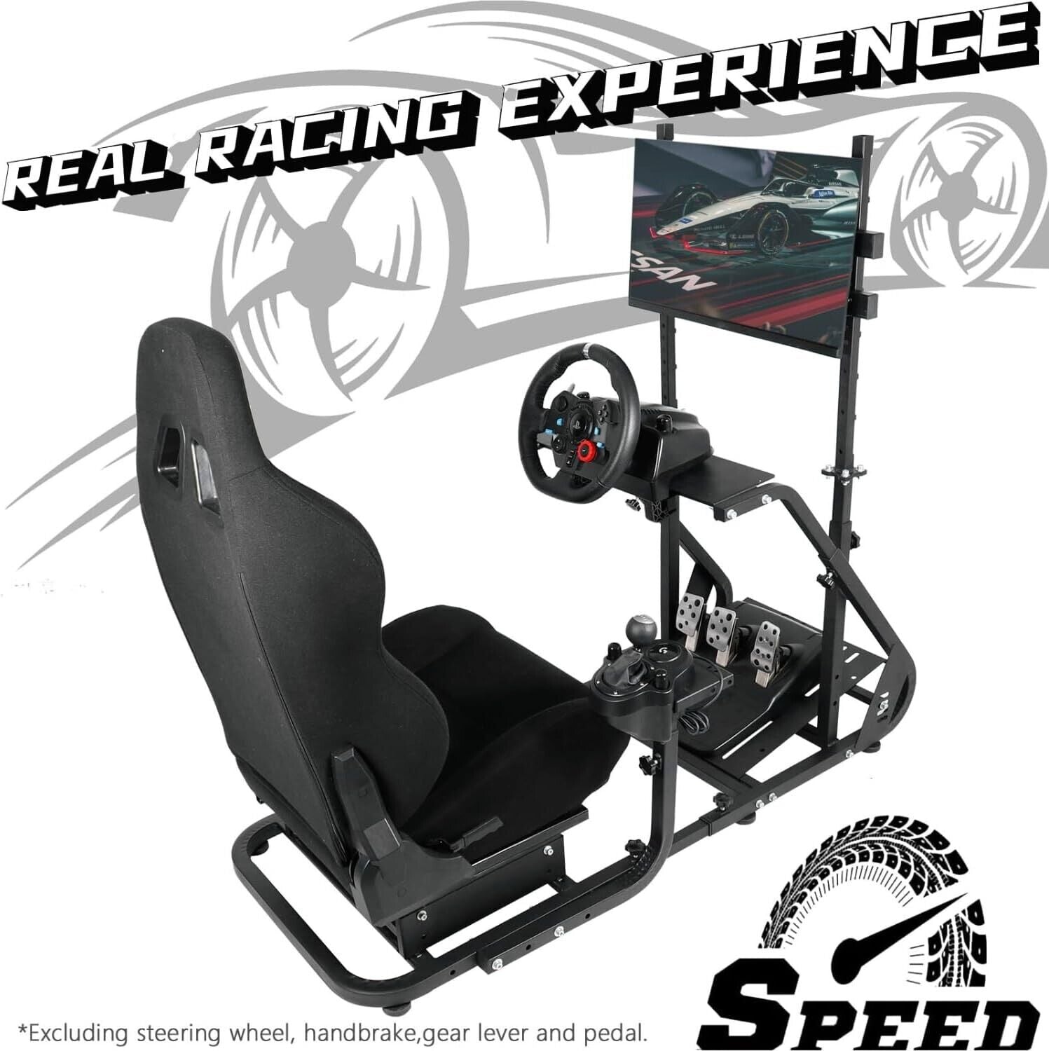 HIGH-END Driving Game Simulator Racing Frame & Seat with Monitor Stand - For Steering Wheel Pedals Xbox PS Playstation PC Console F1