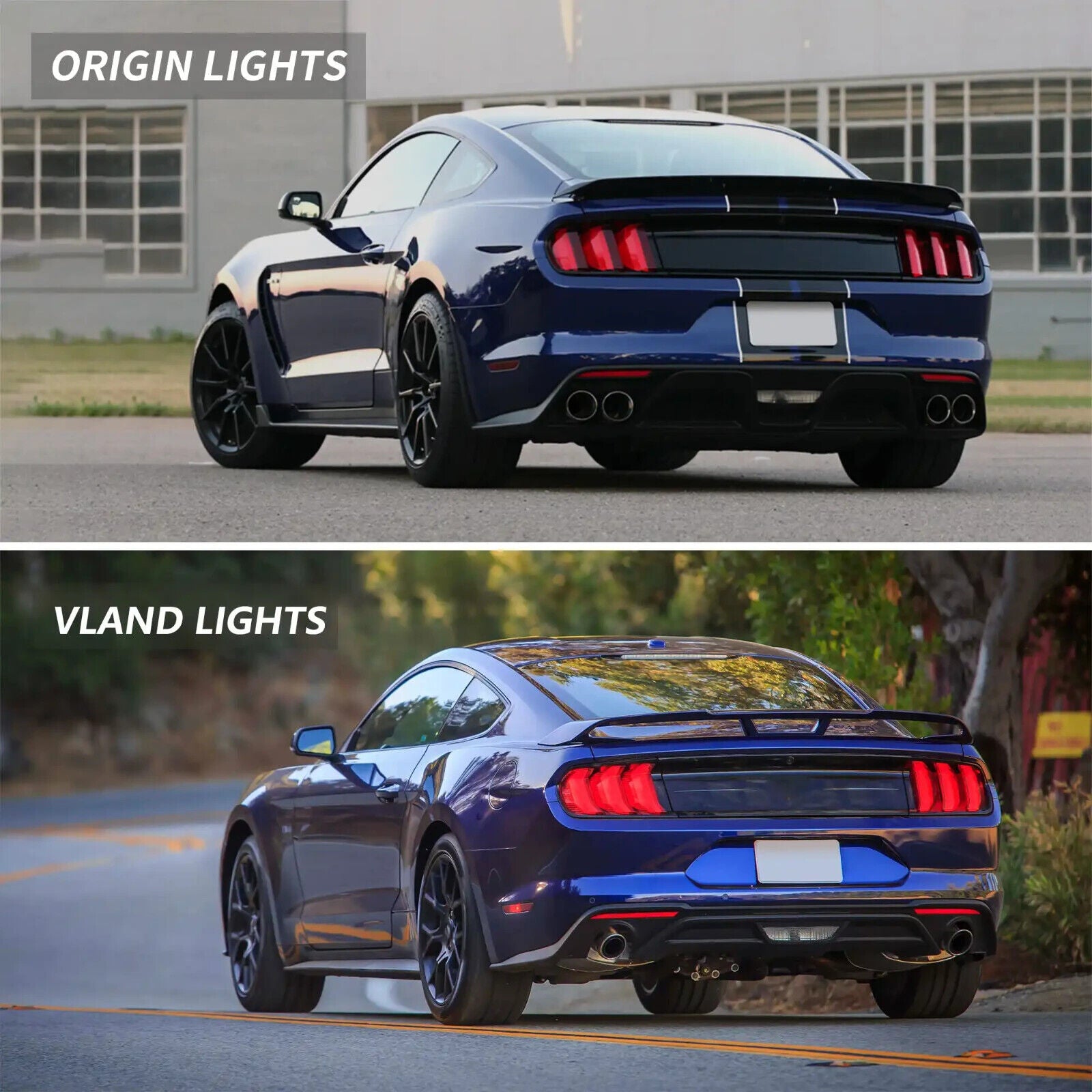 VLAND  15-23 Ford Mustang 6 MK6 S550 5 Mode Dynamic Lightbar LED DRL Rear Lights