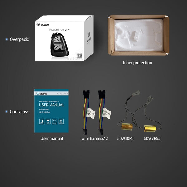 VLAND 07-15 Mini R Series 2 MK2 R56 R57 R58 R59 LED Lightbar Rear Lights DYNAMIC Tail Lamps