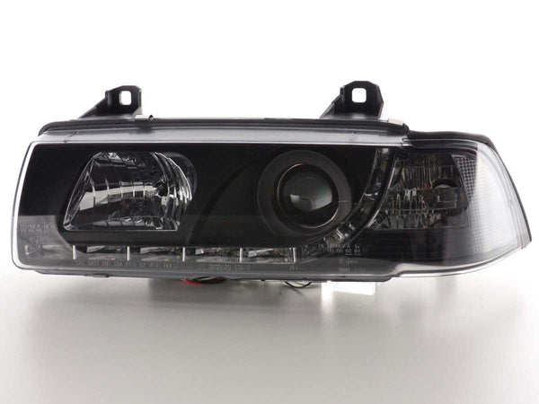 FK Pair LED DRL Lightbar Headlights BMW 3-series E36 Limo / Touring black RHD