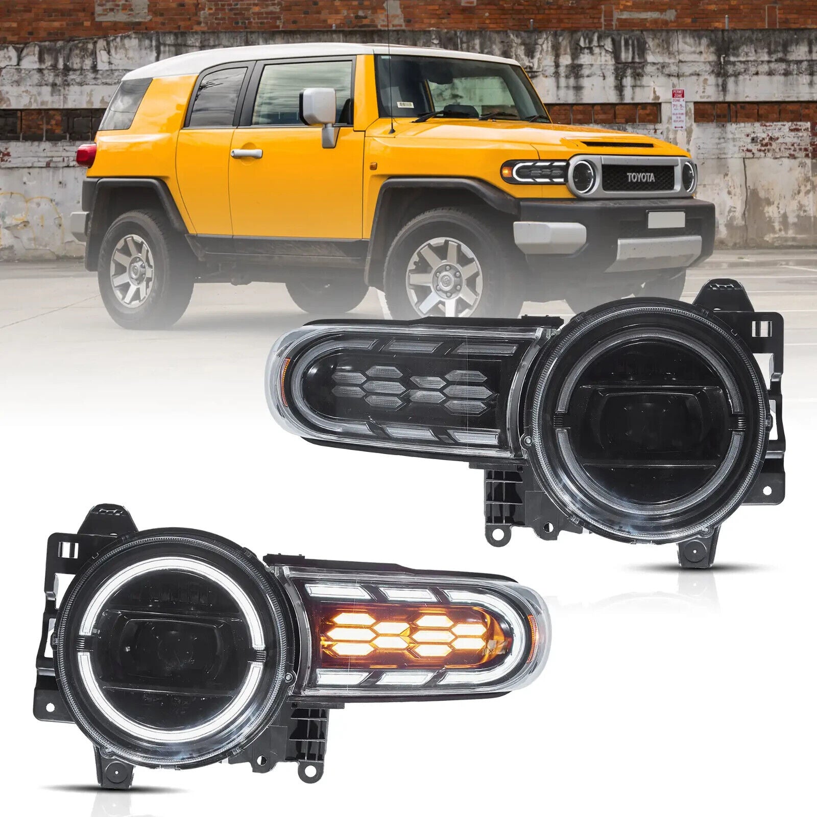 VLAND 06-22 Toyota FJ Cruiser XJ10 Duak Beam Start-up Animation Headlights LHD