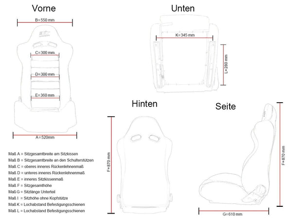 FK Pair Universal Fixed Back Motorsport Bucket Sports Seats Red Fabric Edition