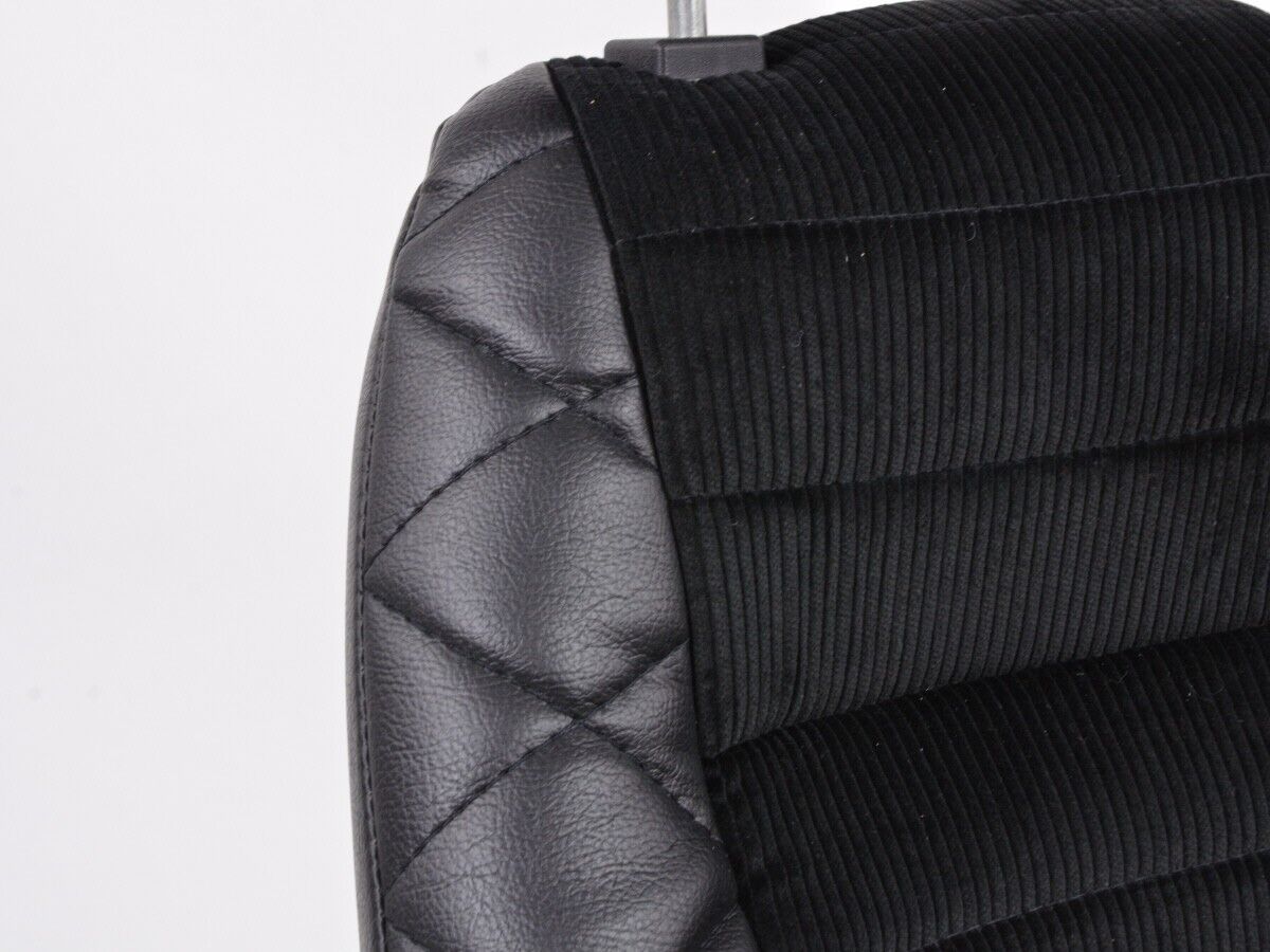 FK Pair Classic Retro Kit Car Bucket Seats Black Cord Textile + slides