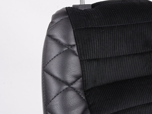 FK Pair Classic Retro Kit Car Bucket Seats Black Cord Textile + slides