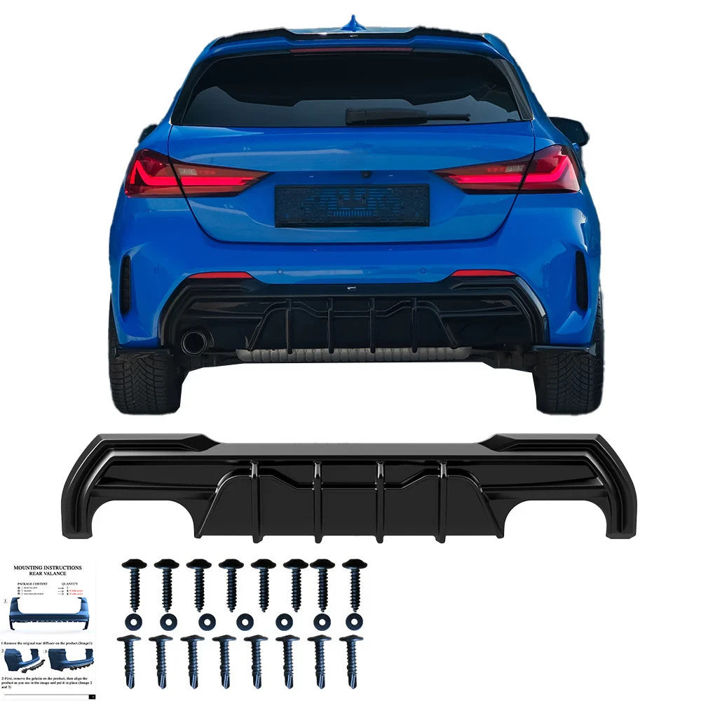 OW Rear Bumper Splitter Diffusor BMW 1 Series F40 M-Pack M135i 19-24 Gloss Black