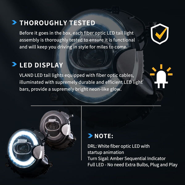 VLAND 07-15 Mini Cooper R55 R56 R57 R58 R59 DYNAM LED DRL Lightbar Headlights