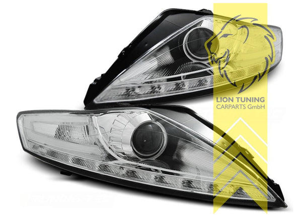LT LED DRL Lightbar Halo Ring Headlights Ford Mondeo 4 sedan estate Chrome LHD