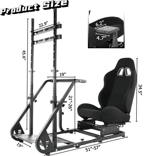 HIGH-END Driving Game Simulator Racing Frame & Seat with Monitor Stand - For Steering Wheel Pedals Xbox PS Playstation PC Console F1