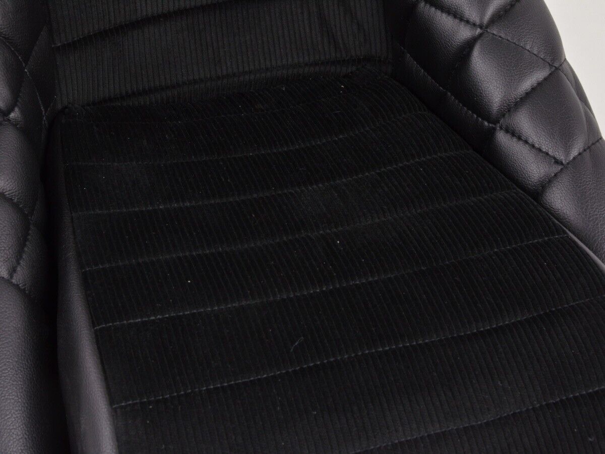 FK Pair Classic Retro Kit Car Bucket Seats Black Cord Textile + slides