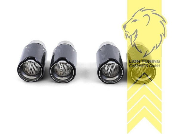 LT 4x Universal Stainless Carbon Exhaust Tailpipe Trim 93mm Silencer Finish Tips