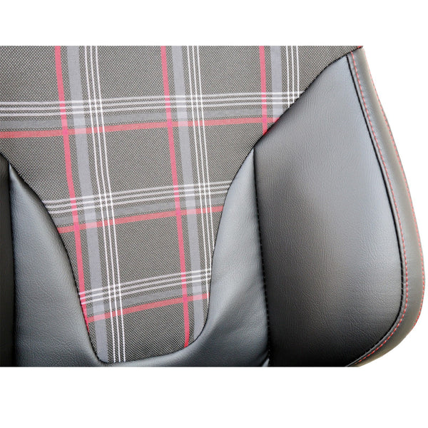 Simoni Universal Pair Red & Black Check Tartan GTi Car Bucket Seats + slides