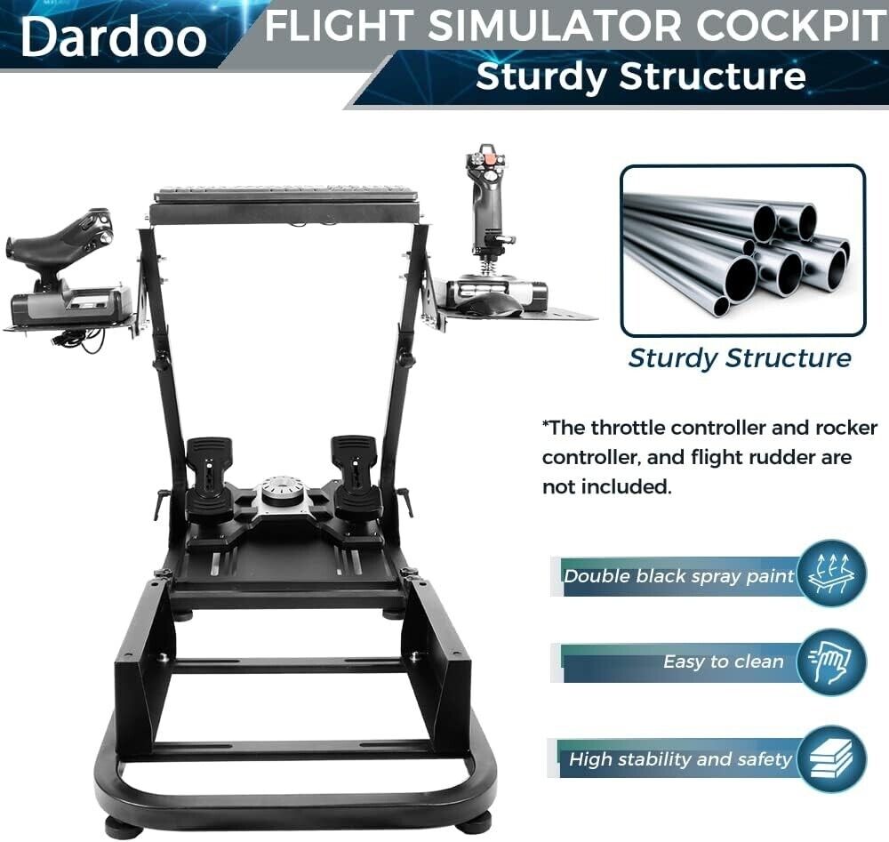 DD Plane Game Flight Sim Simulator Cockpit Frame Rig for Seat Wheel Pedals Xbox PS PC Console F1 with seat mount