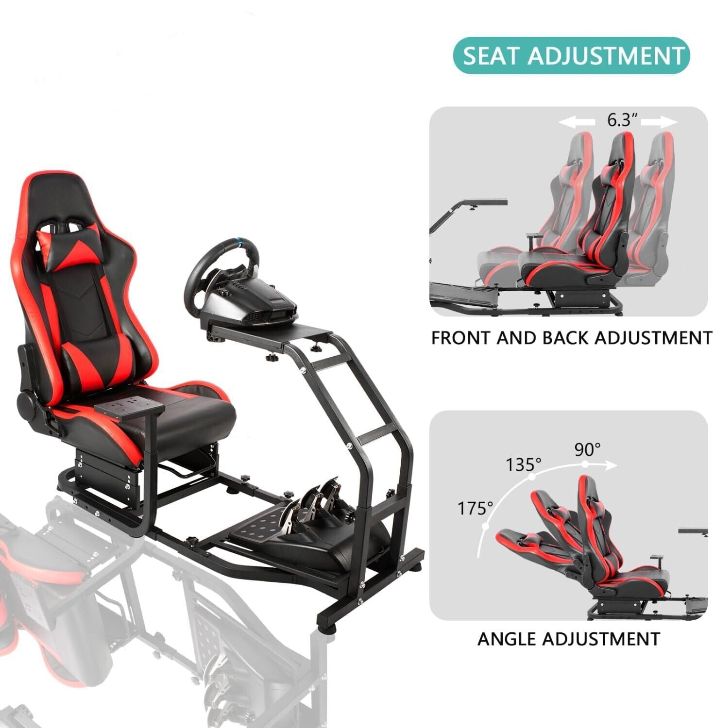 HIGH-END Driving Game Sim Racing Frame & Seat Wheel Pedals Xbox PS PC Console F1