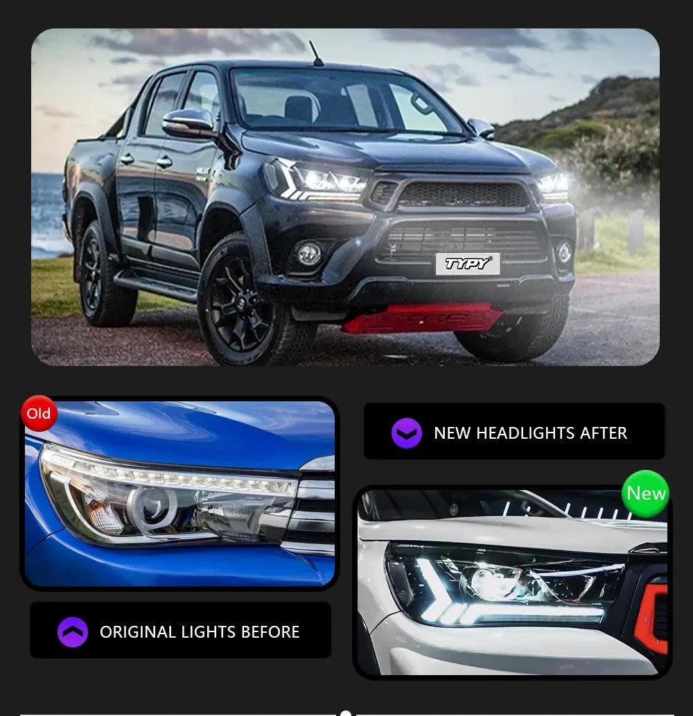 TYPY Pair Toyota Hilux Revo Rocco Wigo LED DRL Headlights Halogen / Xenon LHD