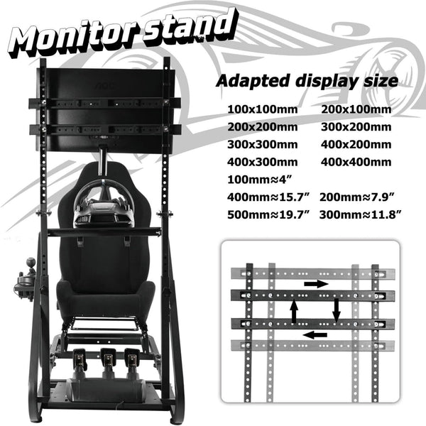HIGH-END Driving Game Simulator Racing Frame & Seat with Monitor Stand - For Steering Wheel Pedals Xbox PS Playstation PC Console F1