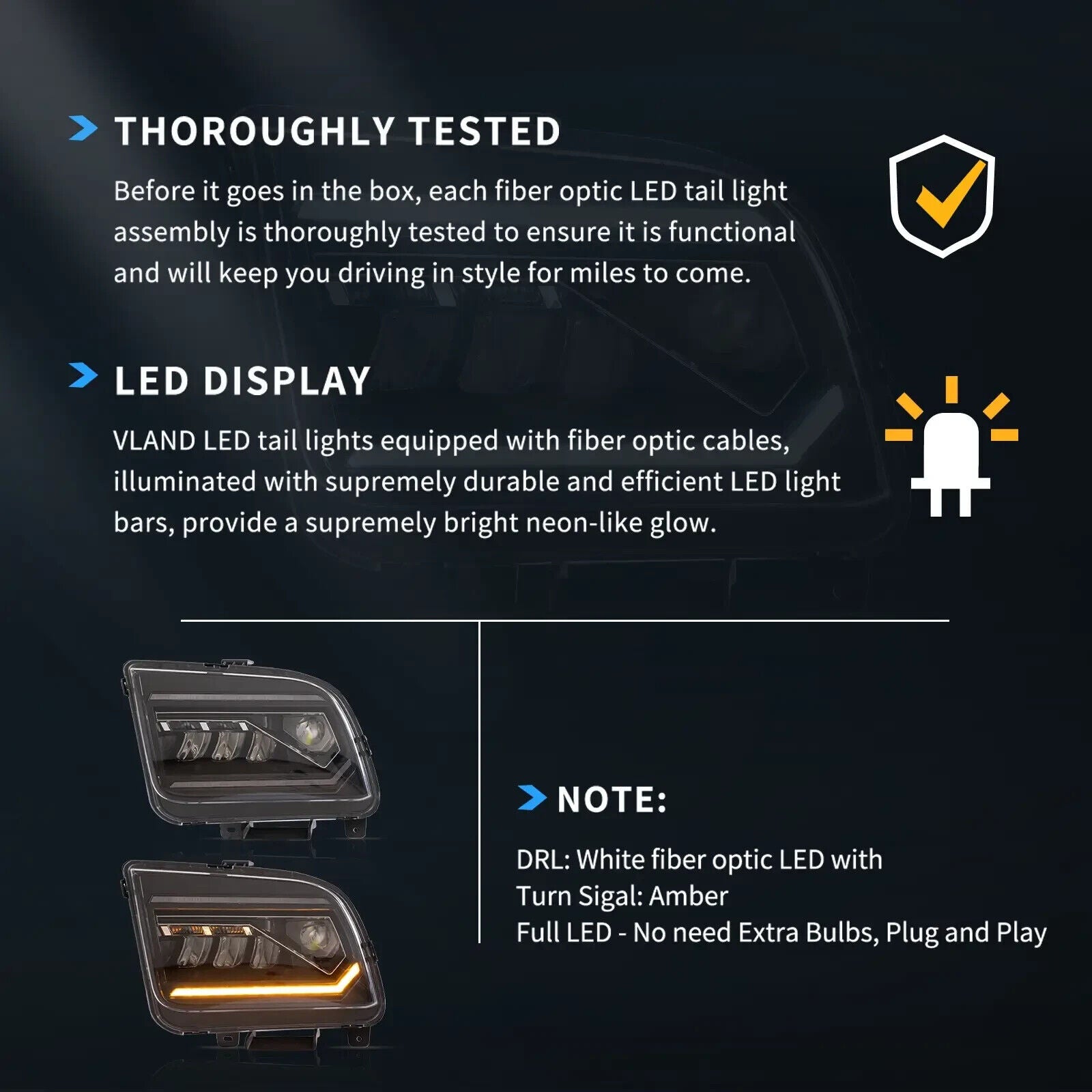 VLAND 05-09 Ford Mustang 3 MK3 S197 I Pre Facelift LED DRL Lightbar Headlights