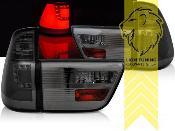LT LED DRL Lightbar Pair Rear Lights Tail Lamps BMW E53 X5 00-03 black smoke LHD