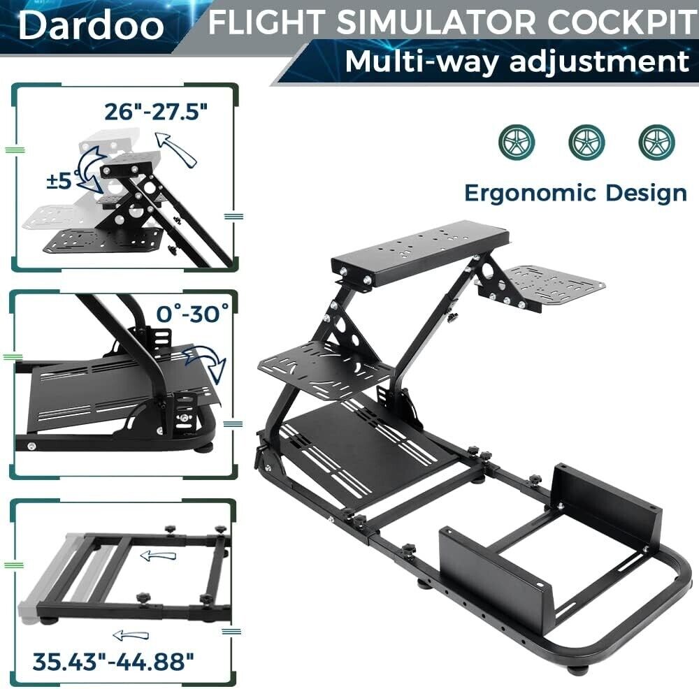 DD Plane Game Flight Sim Simulator Cockpit Frame Rig for Seat Wheel Pedals Xbox PS PC Console F1 with seat mount