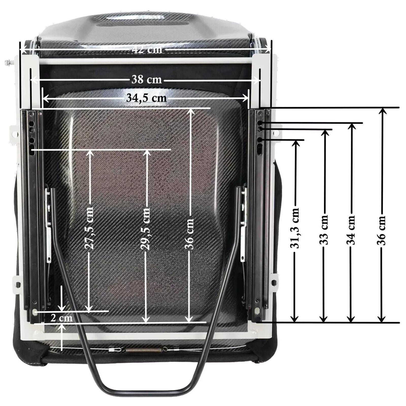 Aftermarket Universal Bucket Seat with Carbon Back - Porsche Style for Boxster Cayman 911 GT3 GT4 - Black Synthetic Leather