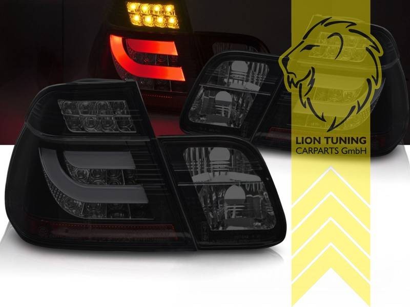 LT Pair LED Lightbar REAR LIGHTS Tail BMW E46 Sedan 98-01 Black Smoke LHD