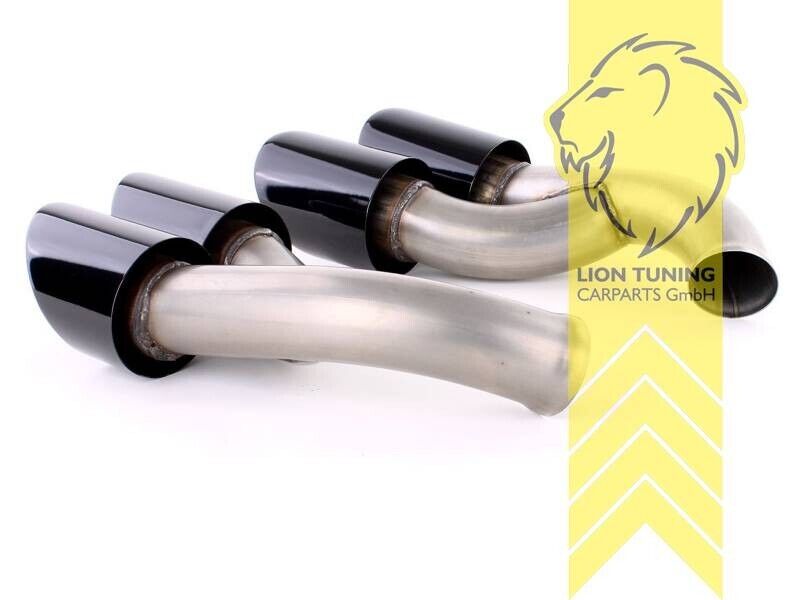LT Stainless tailpipes exhaust dual covers trims Porsche Cayenne 92A black