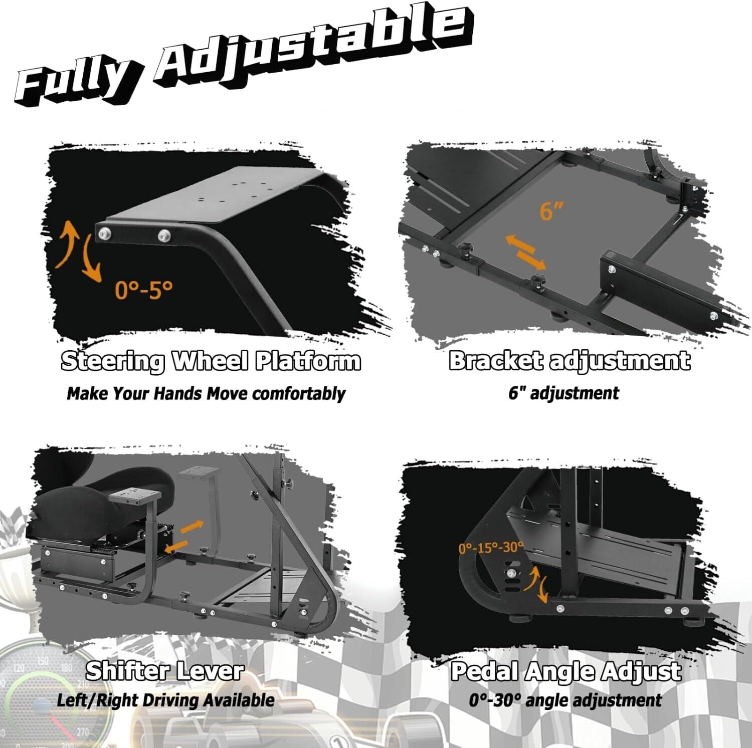 HIGH-END Driving Game Simulator Racing Frame & Seat with Monitor Stand - For Steering Wheel Pedals Xbox PS Playstation PC Console F1