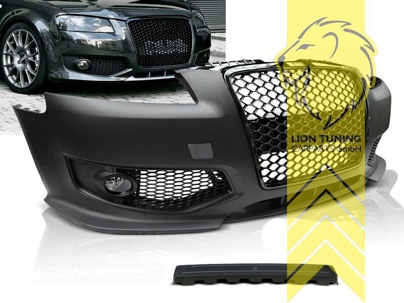 LT Front bumper & grille fogs Audi A3 8P + S3 & S-Line grill Black Chrome 04-08
