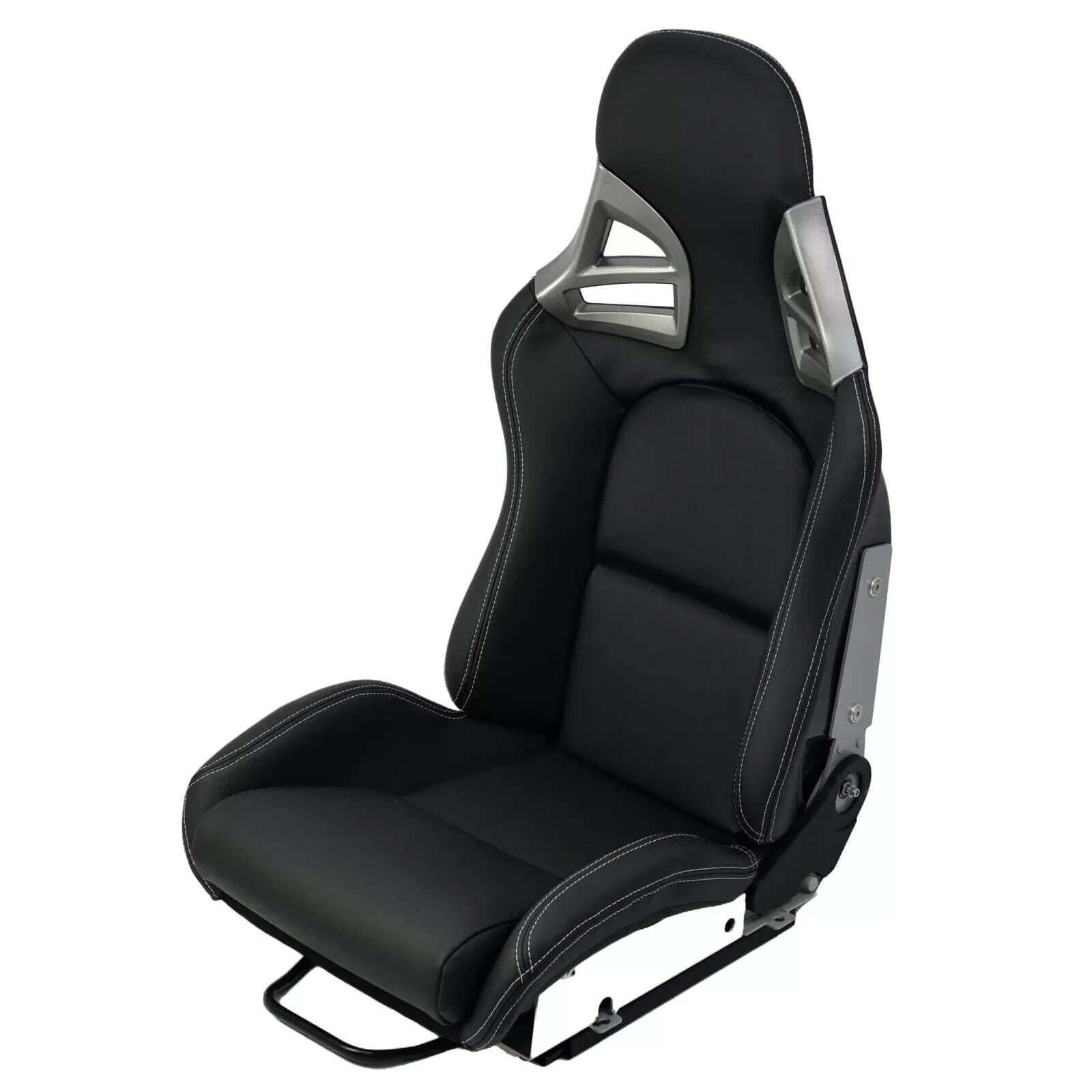 Aftermarket Universal Bucket Seat with Carbon Back - Porsche Style for Boxster Cayman 911 GT3 GT4 - Black Synthetic Leather